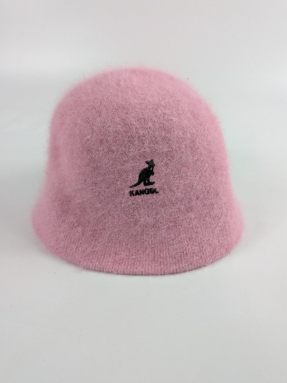 Kangol Y2K  Light Pink Fuzzy Furgora Bucket Hat Black Logo